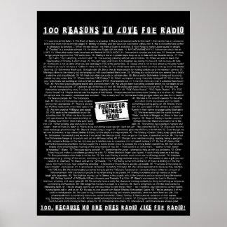 100 Reasons To Love FOE Radio Poster