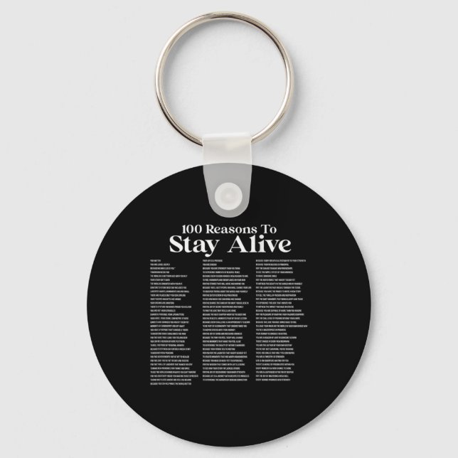 100 Reasons To Stay Alive Suicide Prevention 988 P Keychain (Front)