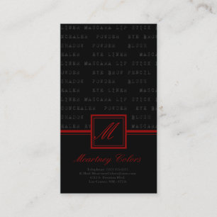 100 Red Black Make Up Words Artist Business Card