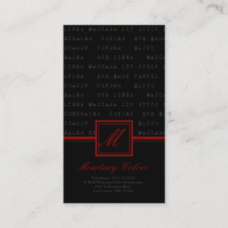 100 Red Black Make Up Words Artist Business Card