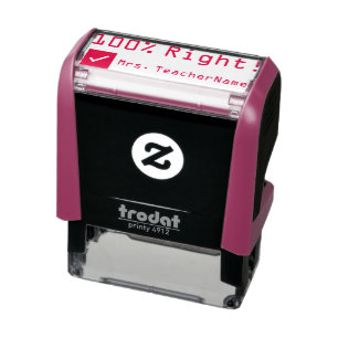 "100% Right!" + Custom Tutor Name Self-inking Stamp