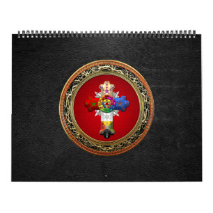 [100] Rosy Cross (Rose Croix) on Red & Gold Calendar