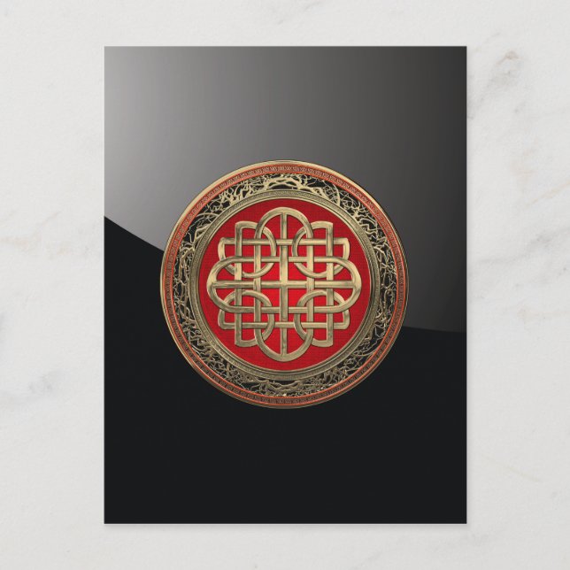 [100] Sacred Celtic Gold Knot Cross Postcard (Front)