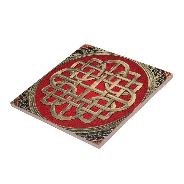 [100] Sacred Celtic Gold Knot Cross Tile (Side)