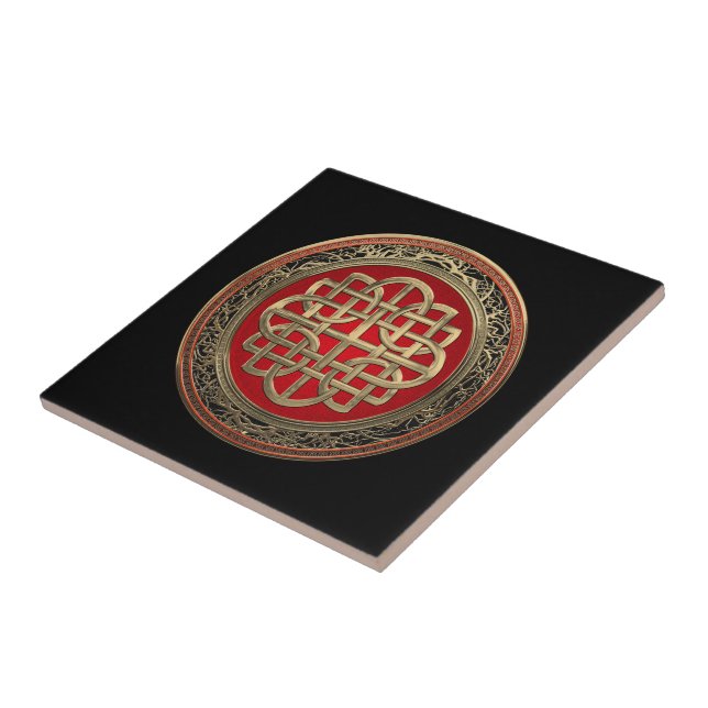 [100] Sacred Celtic Gold Knot Cross Tile (Side)