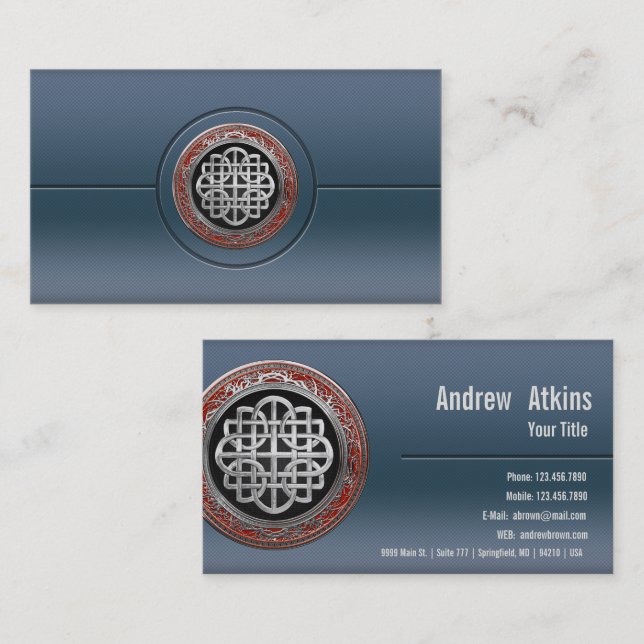 [100] Sacred Celtic Silver Knot Cross Business Card (Front/Back)