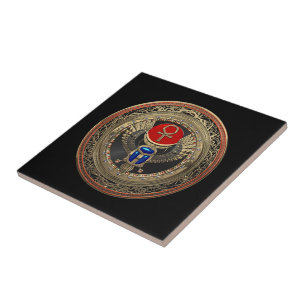 [100] Sacred Gold Egyptian Winged Scarab with Ankh Tile