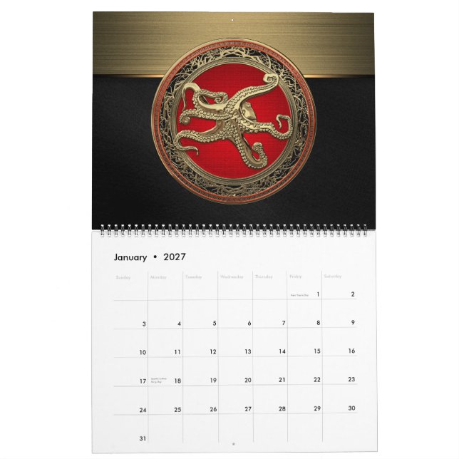 [100] Sacred Gold Octopus in Defensive Posture Calendar (Jan 2027)