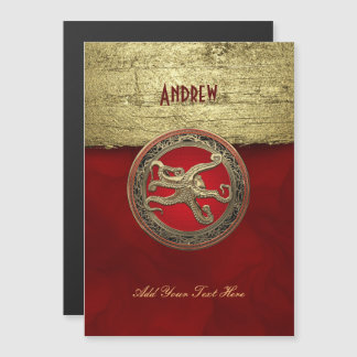 [100] Sacred Gold Octopus in Defensive Posture Magnetic Invitation