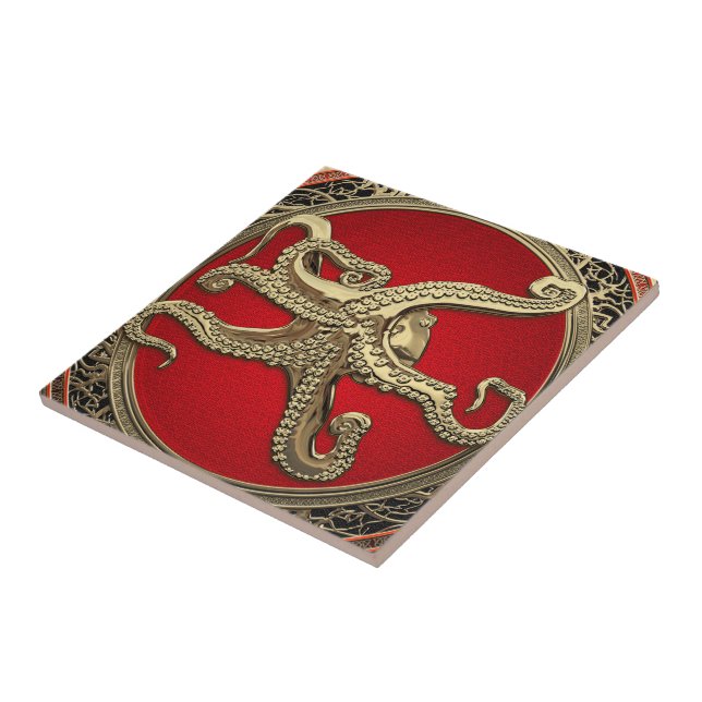 [100] Sacred Gold Octopus in Defensive Posture Tile (Side)