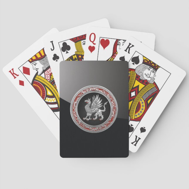 [100] Sacred Silver Griffin Playing Cards (Back)