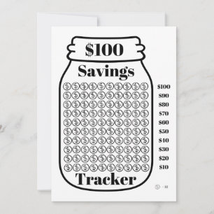 $100 Savings Tracker Mason Jar Budget Goal Sheet Invitation