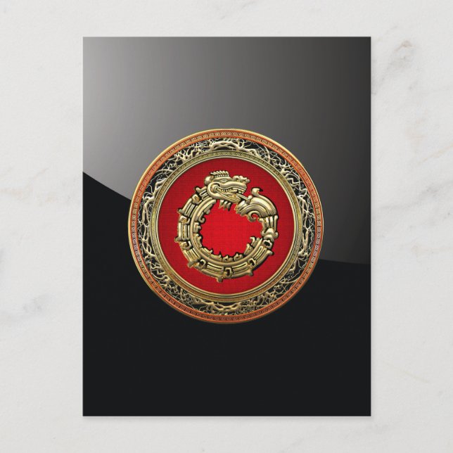 [100] Serpent God Quetzalcoatl [Gold] Postcard (Front)