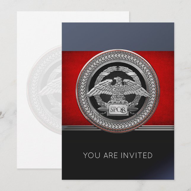 [100] Silver Roman Imperial Eagle over Medallion Invitation (Front/Back)