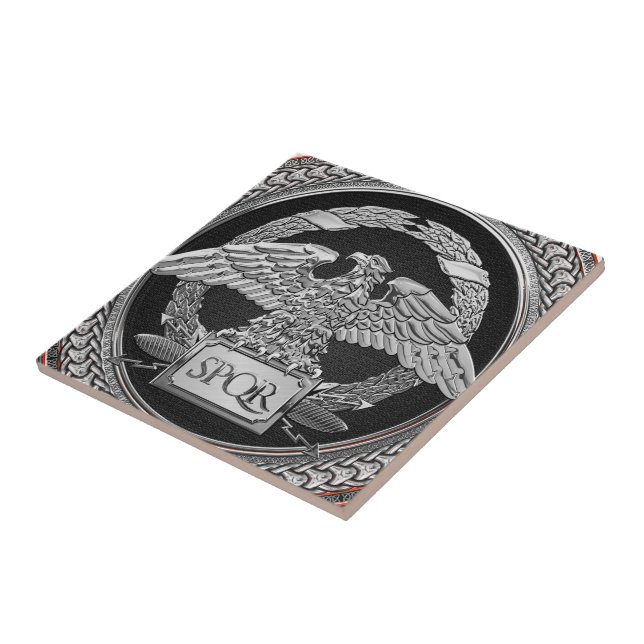 [100] Silver Roman Imperial Eagle over Medallion Tile (Side)