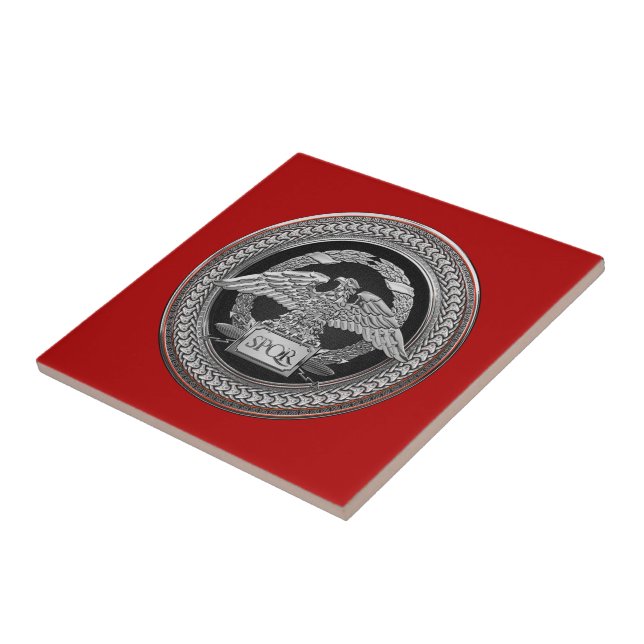 [100] Silver Roman Imperial Eagle over Medallion Tile (Side)