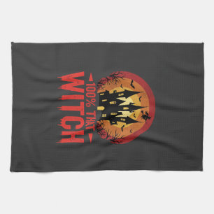 100% That Witch Halloween Castle Kitchen Towel