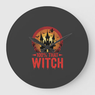 100% That Witch Halloween Castle Large Clock