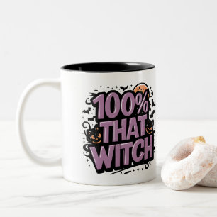 100% That Witch Halloween Personalized Two-Tone Coffee Mug