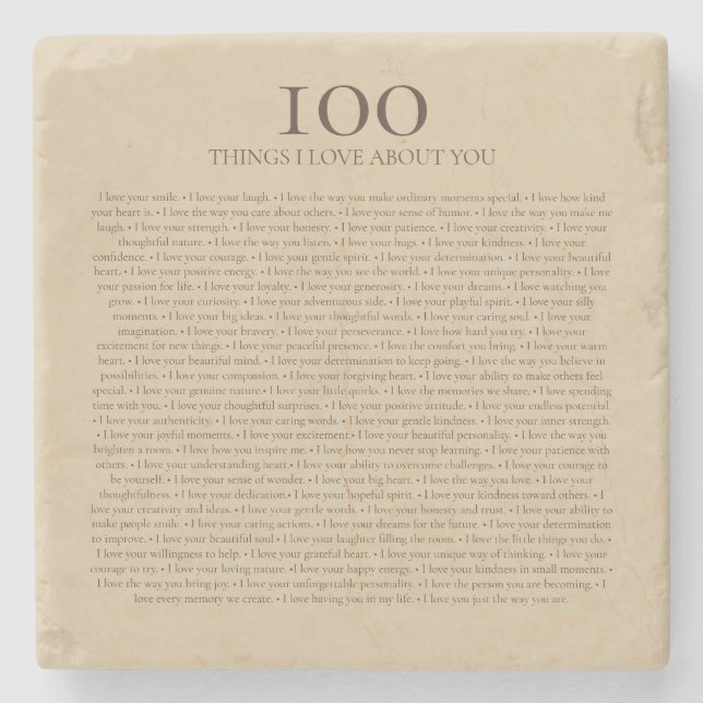 100 Things I Love About You Customizable Gift  Stone Coaster (Front)
