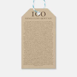 100 Things I Love About You Customizable Gift Tags