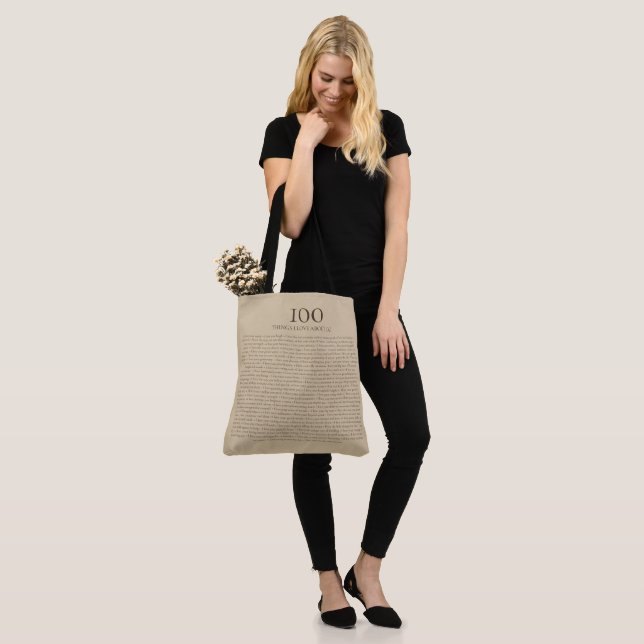 100 Things I Love About You Customizable Gift  Tote Bag (On Model)
