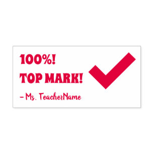 "100%! TOP MARK!" Assignment Marking Rubber Stamp