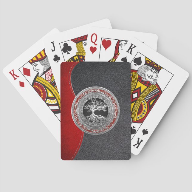 [100] Treasure Trove: Celtic Tree of Life [Silver] Playing Cards (Back)