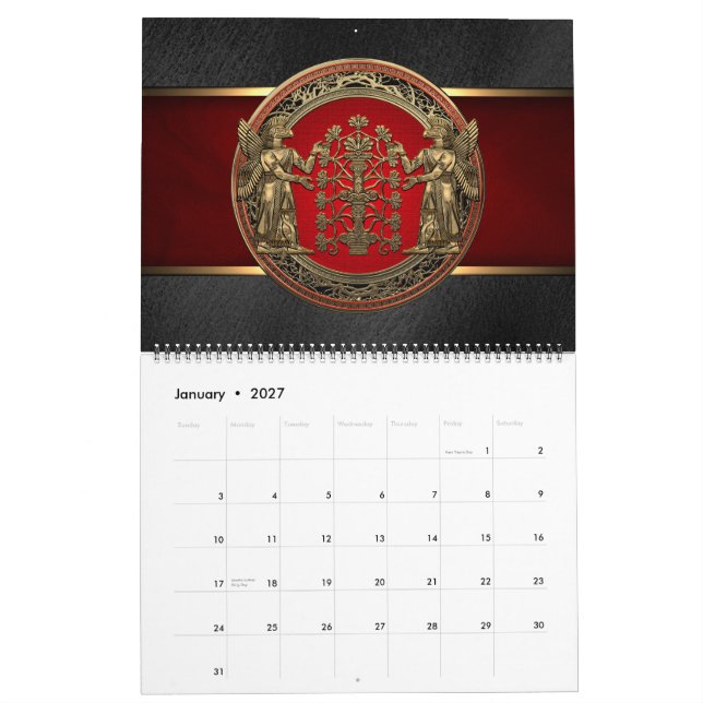 [100] Two Gold Ninurtas with Tree of Life Calendar (Jan 2027)