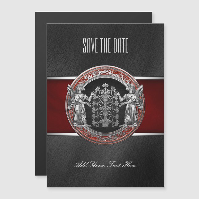 [100] Two Silver Ninurtas with Tree of Life Magnetic Invitation (Front/Back)