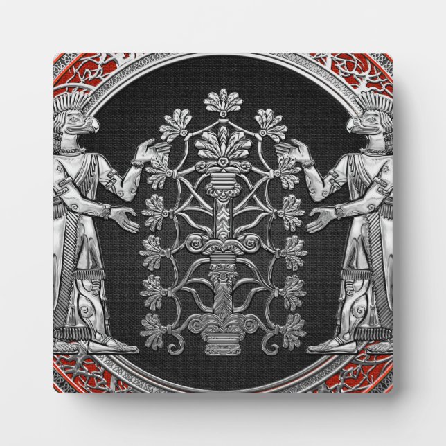 [100] Two Silver Ninurtas with Tree of Life Plaque (Front)
