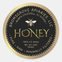 100% U.S. Honey Hand Bottled Raw Black Gold w Bee