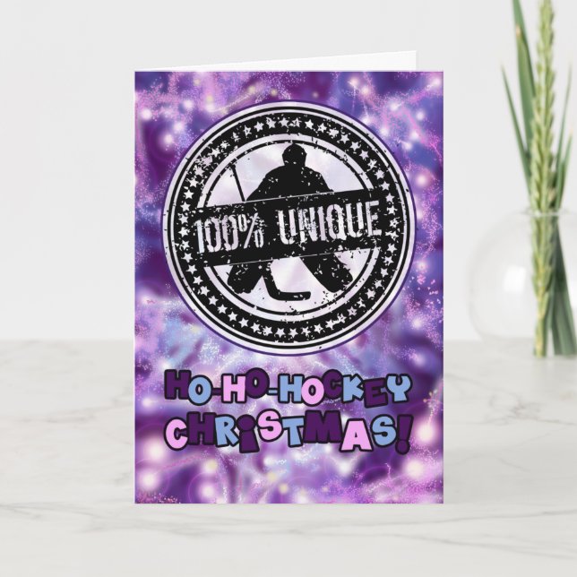 100% Unique Hockey Goalie Christmas Holiday Card (Front)