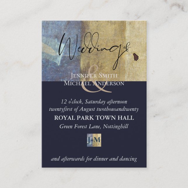 100 Urban Navy Blue Modern Budget Wedding Invites (Front)