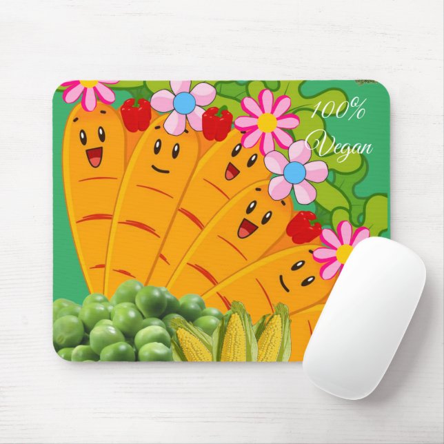 100% Vegan Carrots Peas Mouse Pad! Mouse Pad (With Mouse)