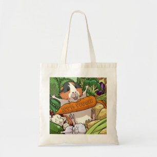 100% Veggie Happy Guinea Pig With Carrot Tote Bag