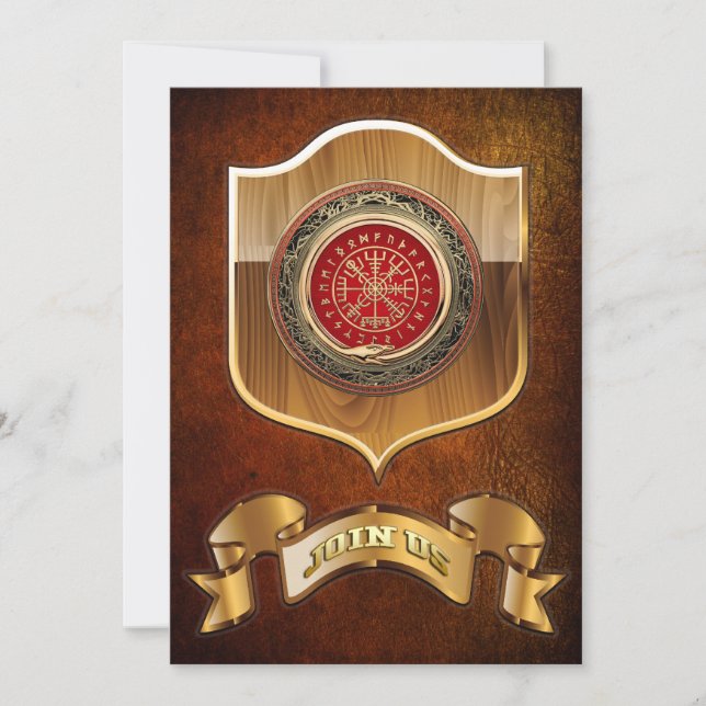 [100] Vegvisir - Viking Gold Magic Runic Compass (Front)
