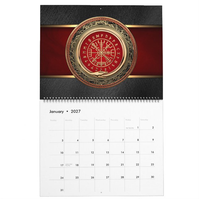 [100] Vegvisir - Viking Gold Magic Runic Compass Calendar (Jan 2027)