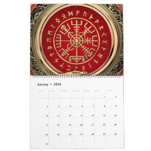 [100] Vegvisir - Viking Gold Magic Runic Compass Calendar