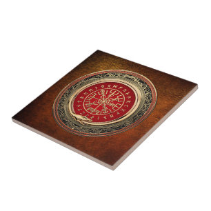[100] Vegvisir - Viking Gold Magic Runic Compass Tile