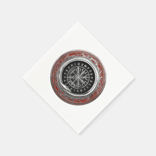 [100] Vegvisir - Viking Silver Magic Runic Compass Napkin