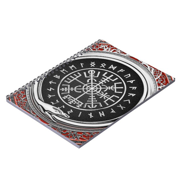 [100] Vegvisir - Viking Silver Magic Runic Compass Notebook (Left Side)