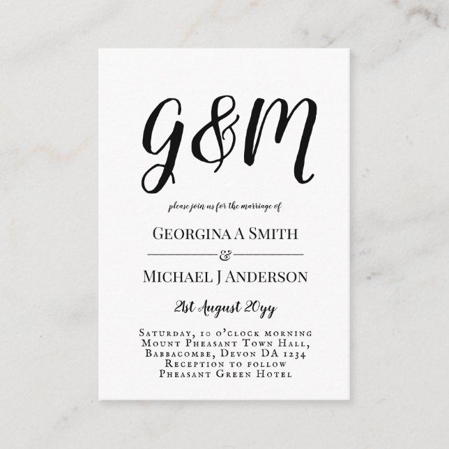 100 x Budget PHOTO Wedding Invitations with ENVL. (Front)