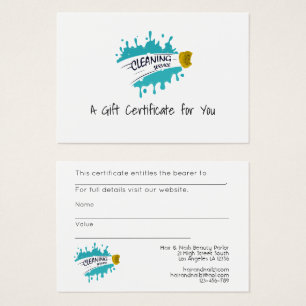 100 x Business LOGO Gift Certificates CLEANING