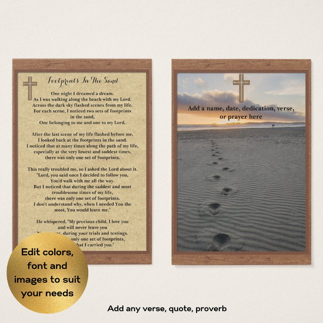 100 x Footprints In The Sand Prayer Cards (Creator Uploaded)