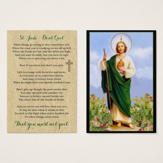 100 x St Jude Don't Quit Prayer Cards Pocket Sized (Front & Back)