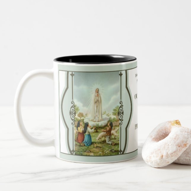 100 YEAR FATIMA ANNIVERSARY 1917-2017 Two-Tone COFFEE MUG (With Donut)