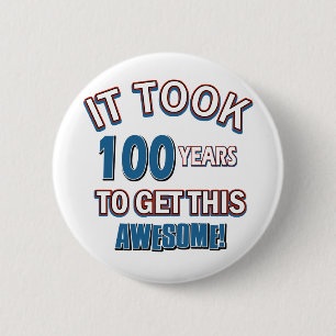100 year old birthday designs 2 inch round button