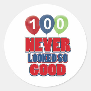 100 year old birthday designs classic round sticker