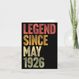 100 Year Old Legend Since May 1926 Retro 100th Card